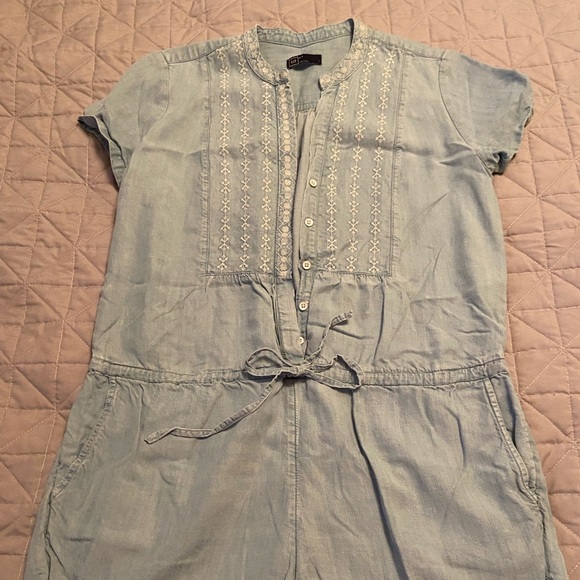 Gap size S - blue indigo embroidered romper - Picture 1 of 6